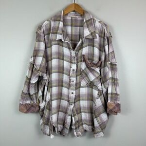 Free People Intimately Fallin For Flannel Sleep Shirt Women's S Multi Plaid Cozy
